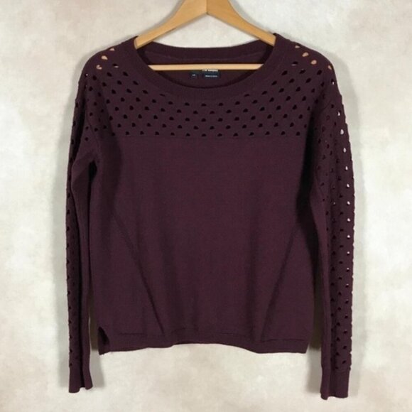THE KOOPLES Merino Wool Burgundy Cutout Sweater XS - Picture 1 of 8